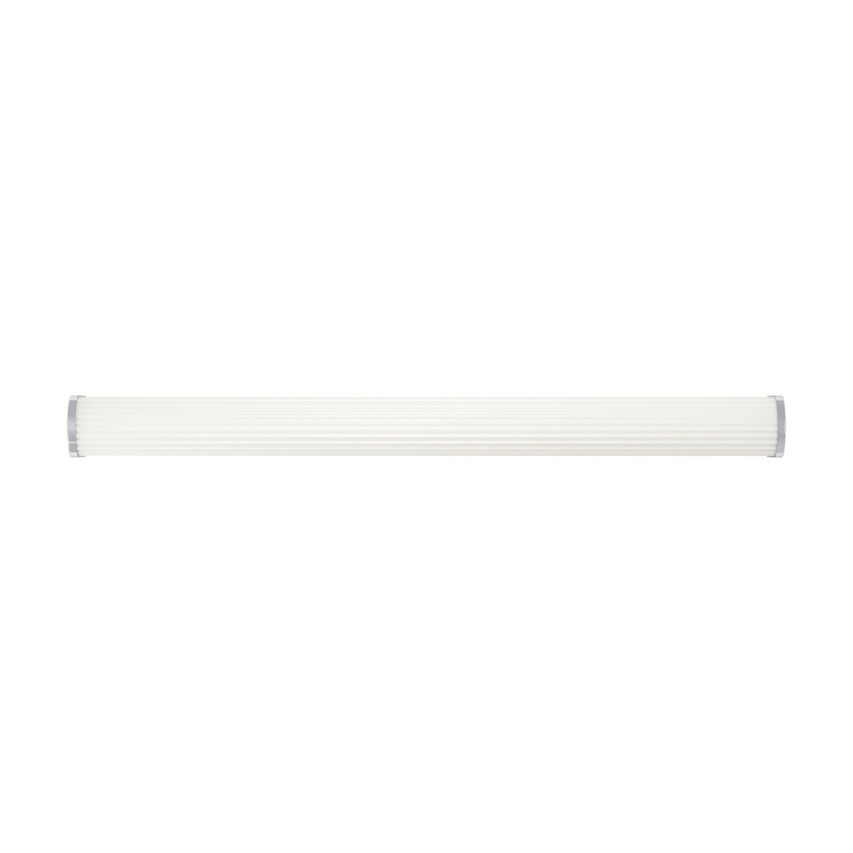 Patrovaro LED Bathroom Mirror Light, 60cm, with a fluted white plastic shade and chrome end caps on an aluminium body, shown on a plain white background.