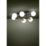 Paz 6 Light Ceiling Light - Black & Brushed Brass