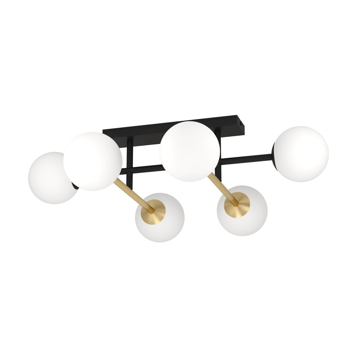 Paz 6 Light Ceiling Light - Black & Brushed Brass