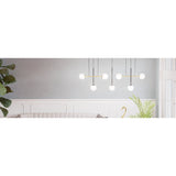 Paz Glass 7 Light Linear Pendant Light - Black & Brushed Brass