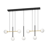 Paz Glass 7 Light Linear Pendant Light - Black & Brushed Brass
