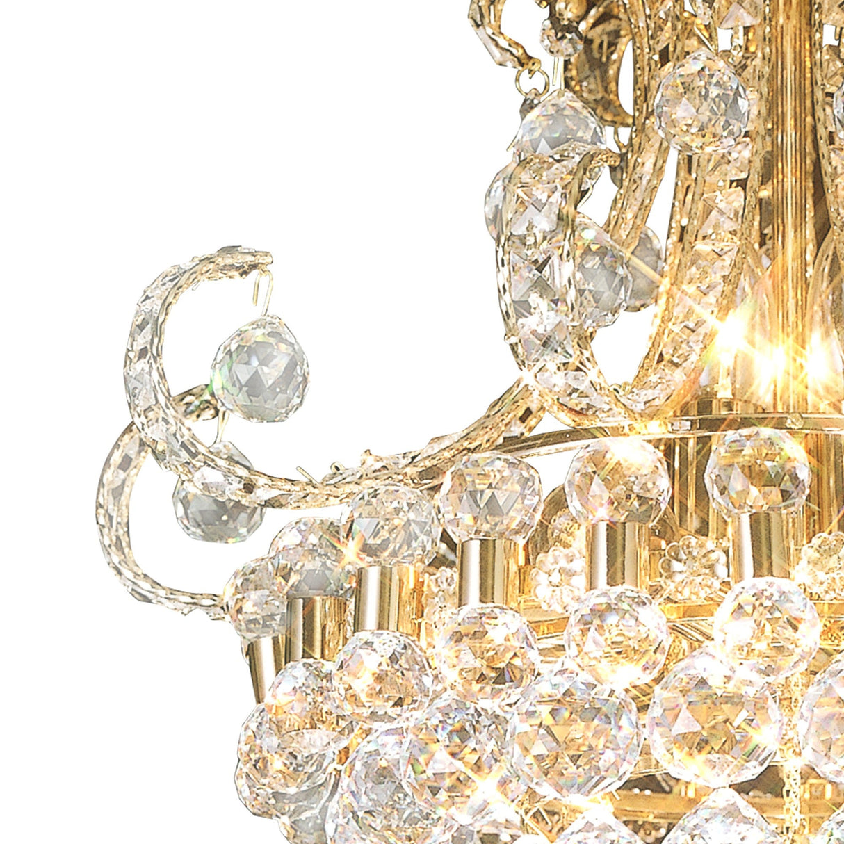 Pearl 9 Light Crystal Semi-Flush Ceiling Light - French Gold