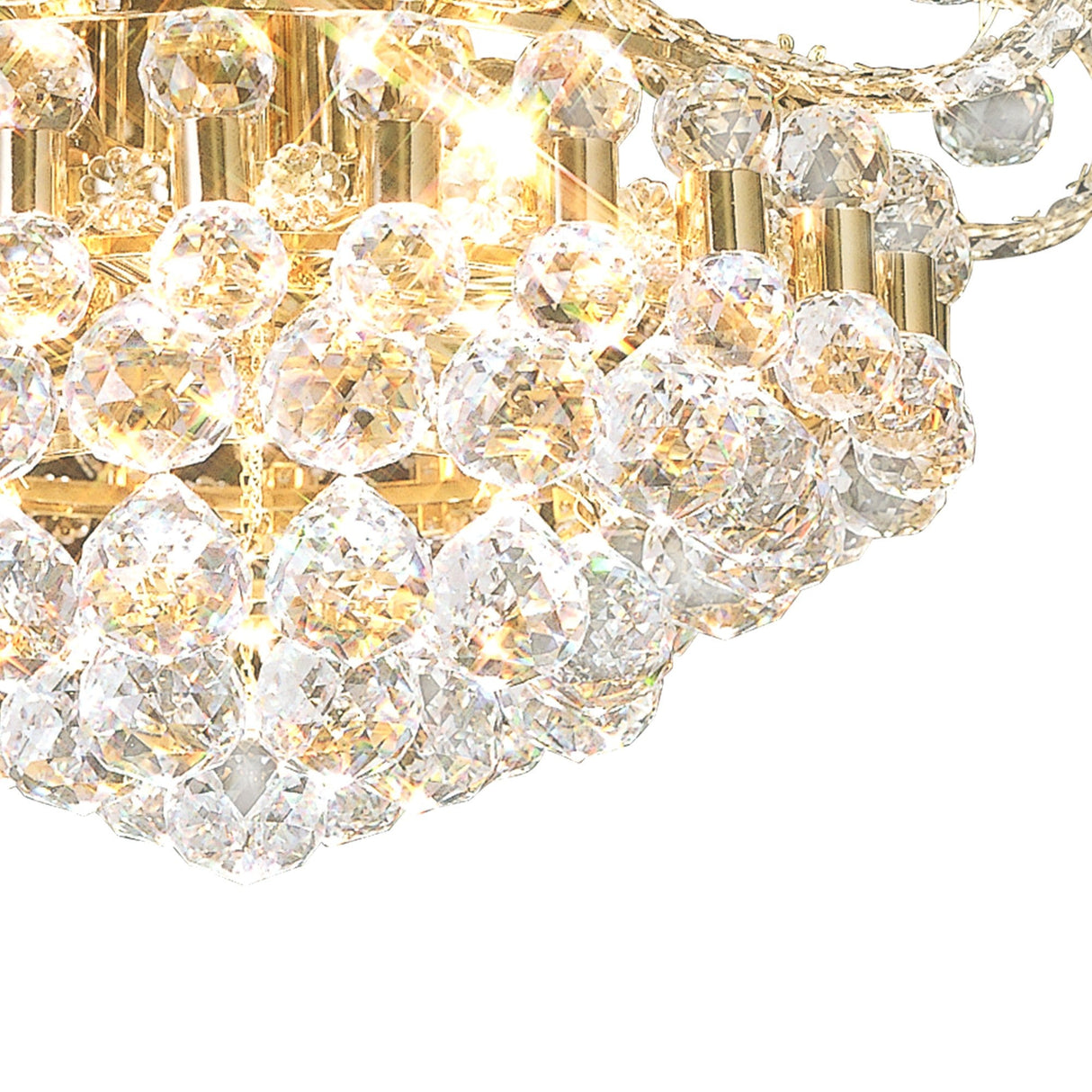 Pearl 9 Light Crystal Semi-Flush Ceiling Light - French Gold