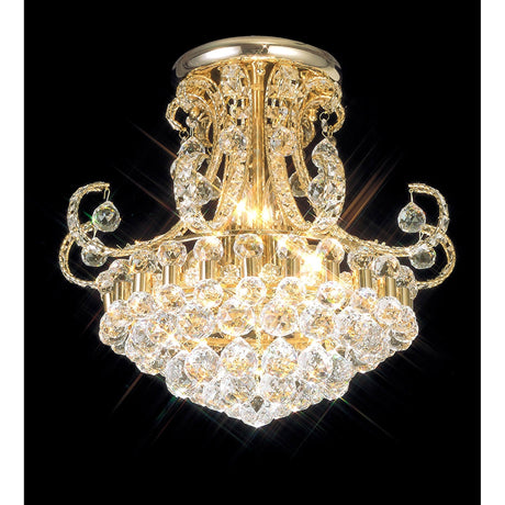 Pearl 9 Light Crystal Semi-Flush Ceiling Light - French Gold
