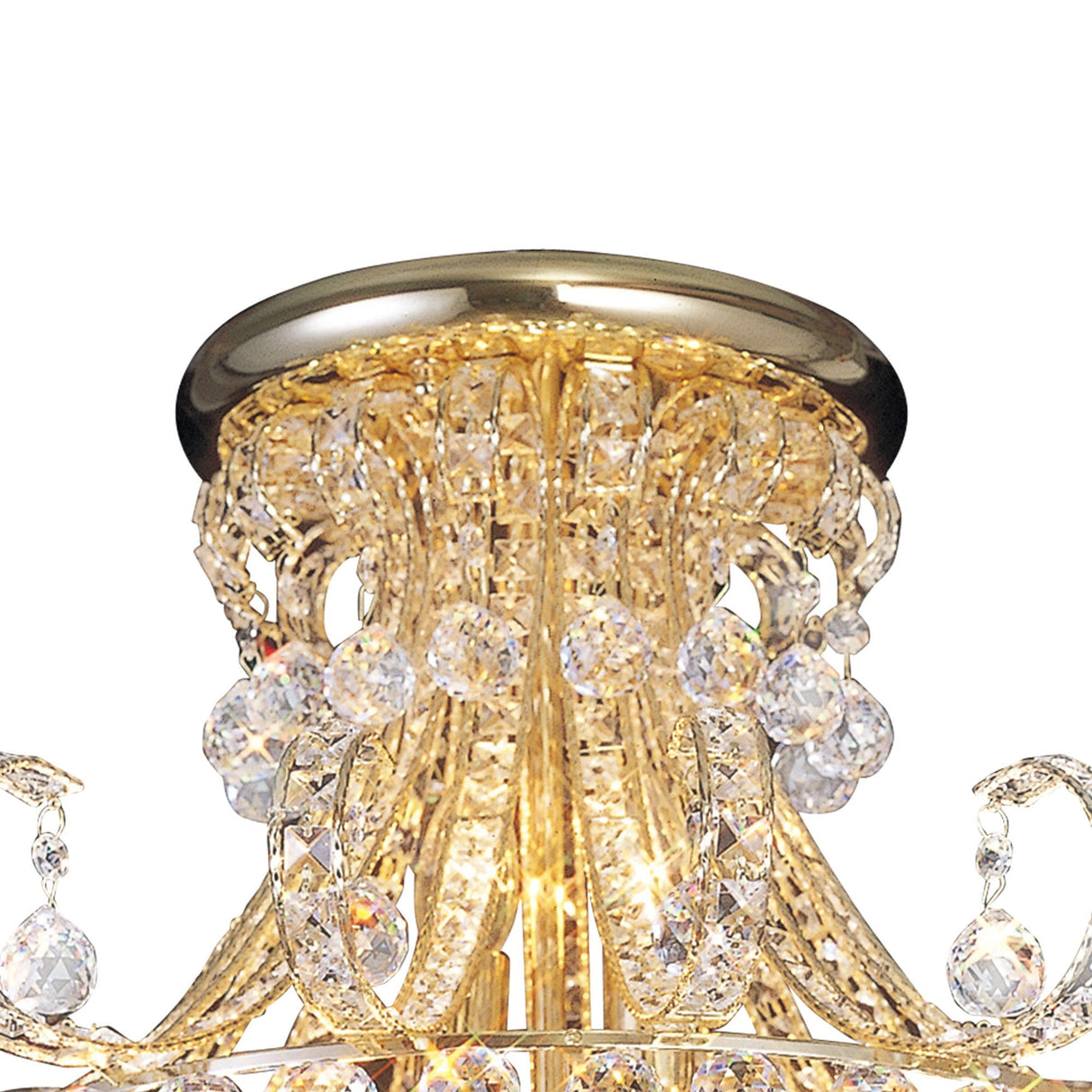Pearl 12 Light Crystal Semi-Flush Ceiling Light - French Gold