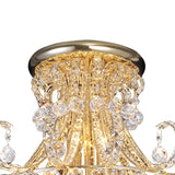 Pearl 12 Light Crystal Semi-Flush Ceiling Light - French Gold