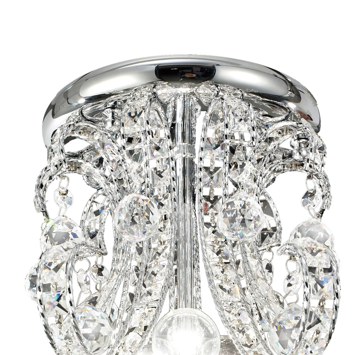 Pearl 9 Light Crystal Semi-Flush Ceiling Light - Polished Chrome