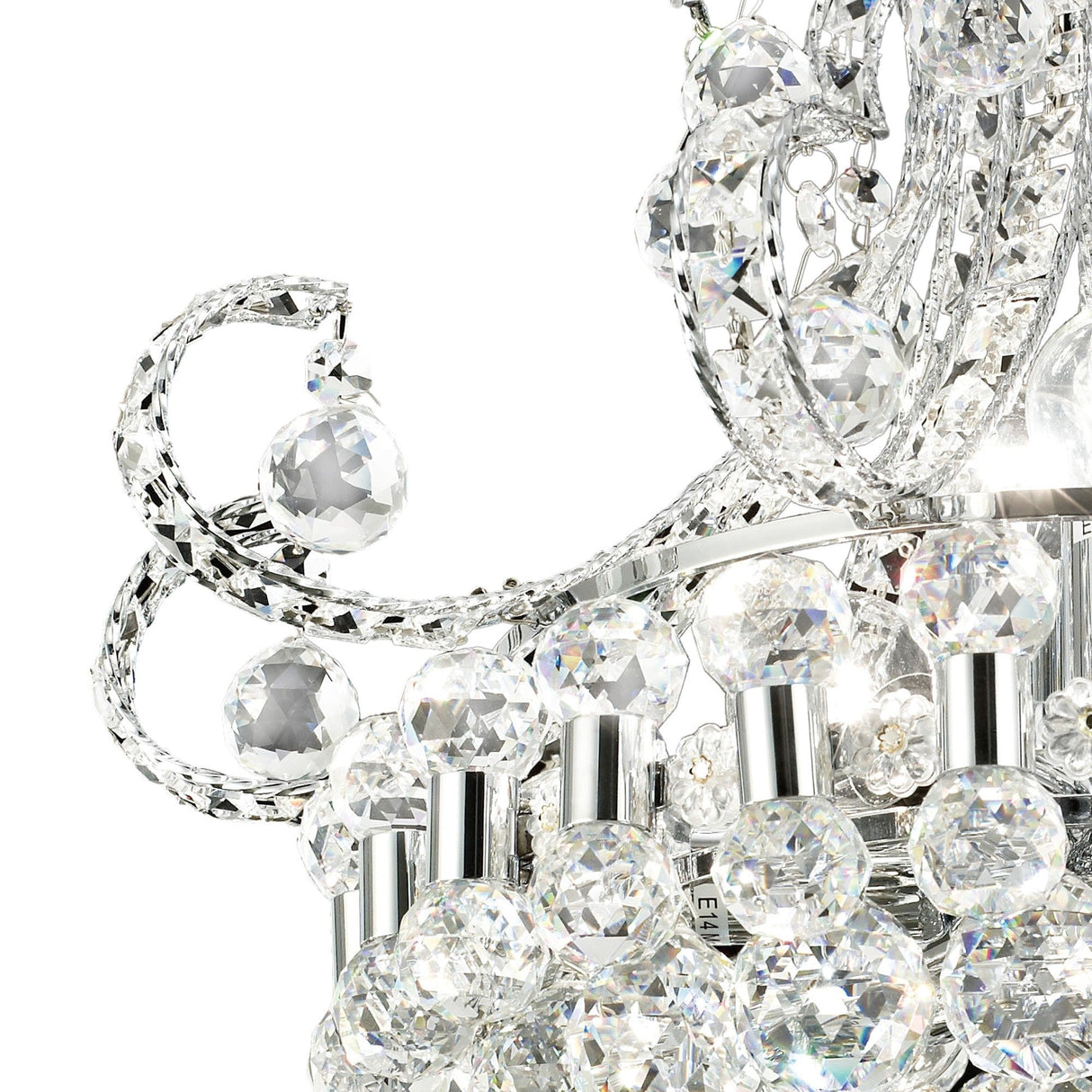 Pearl 9 Light Crystal Semi-Flush Ceiling Light - Polished Chrome