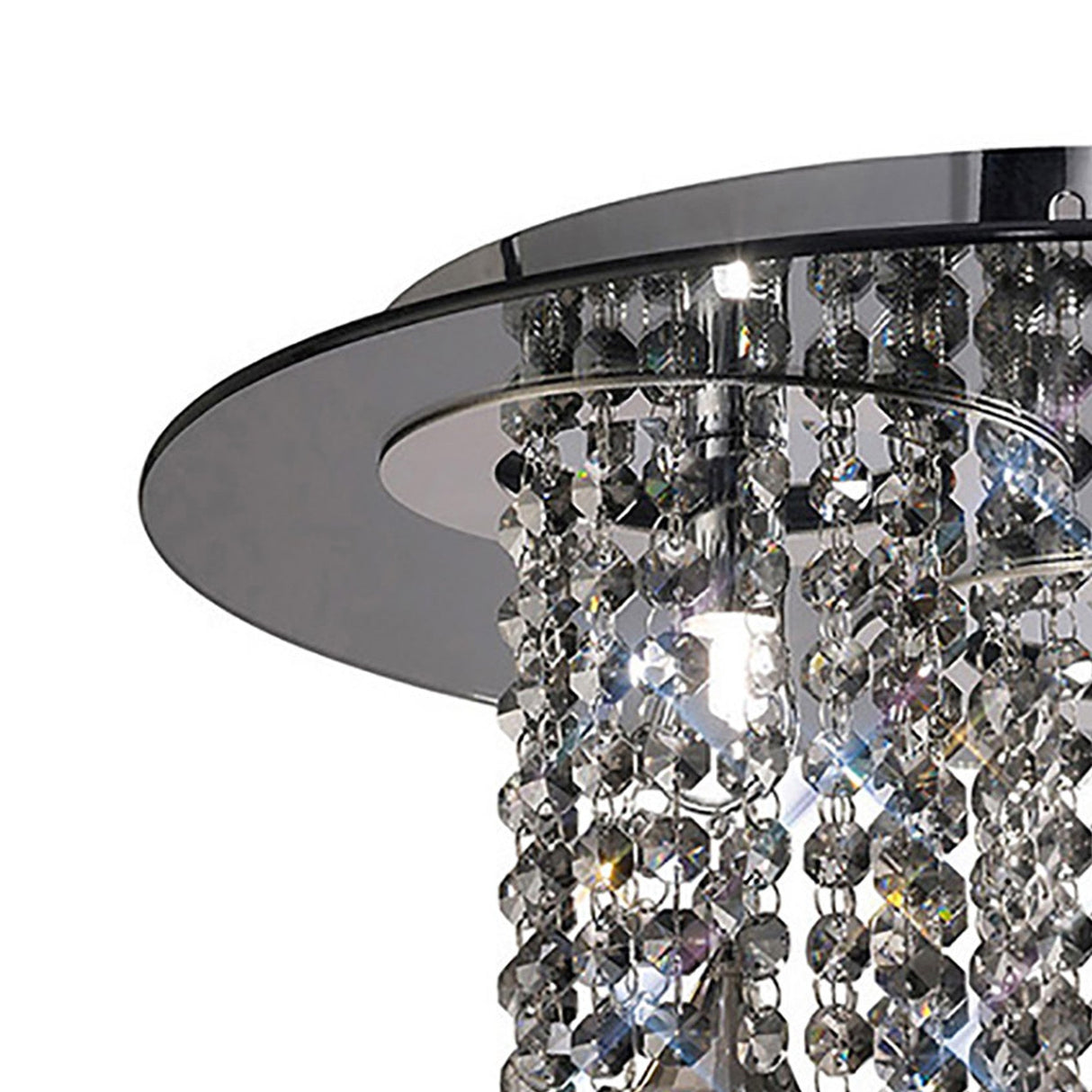 Pegasus 3 Light Smoked Crystal Flush Ceiling Light - Polished Chrome