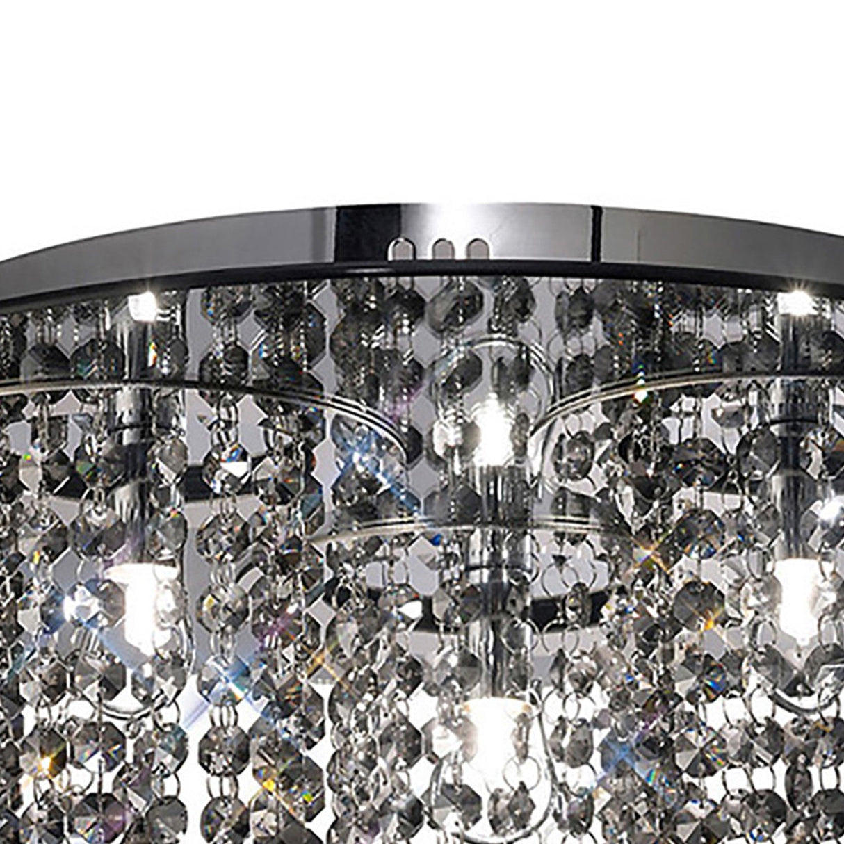 Pegasus 3 Light Smoked Crystal Flush Ceiling Light - Polished Chrome