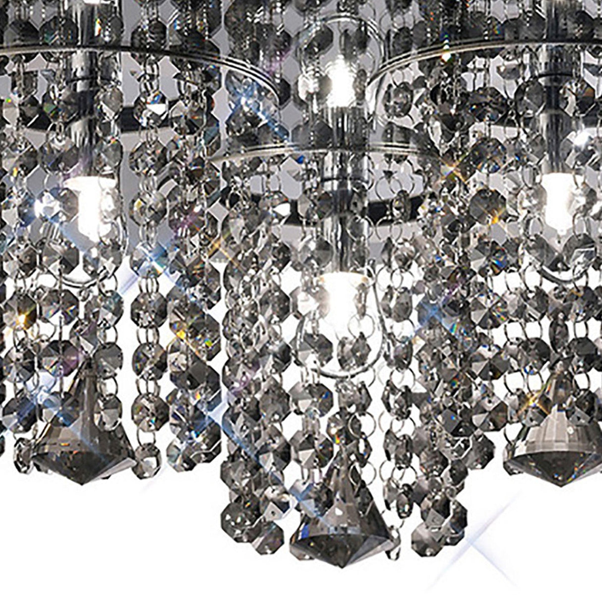Pegasus 3 Light Smoked Crystal Flush Ceiling Light - Polished Chrome