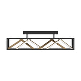Penela LED ceiling light with a long rectangular black frame, zigzag white LED strips and gold-coloured bars inside, shown on a plain white background.