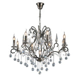 Pescara 85cm Round 9 Light Crystal Chandelier - Black Chrome