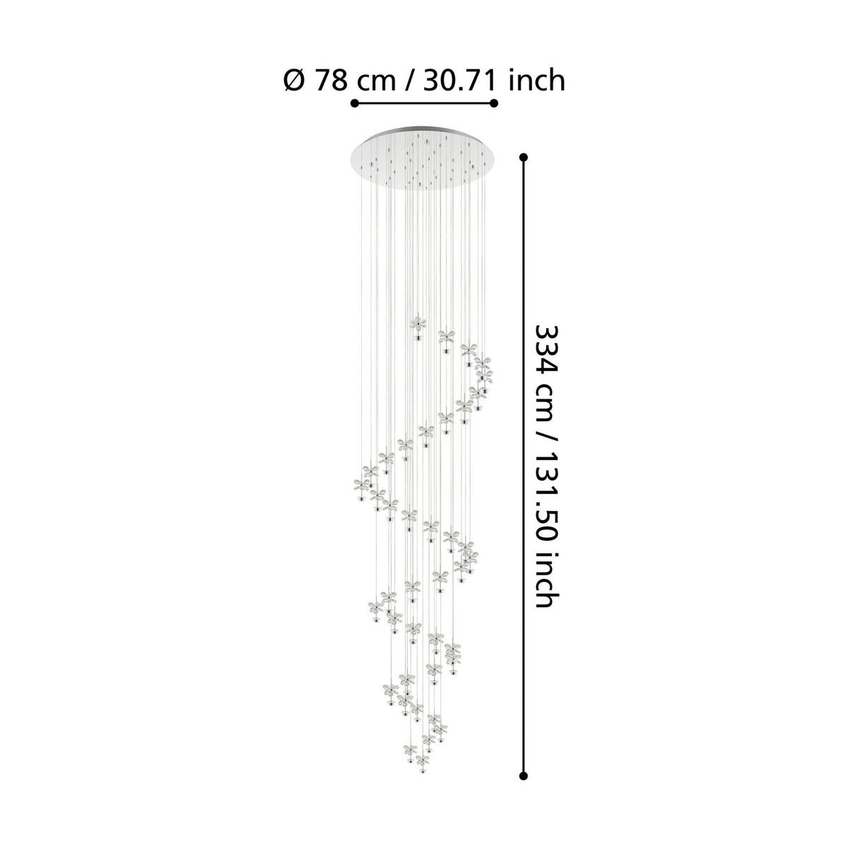 Pianopoli 1 Clear Glass 40 Light Pendant - Chrome