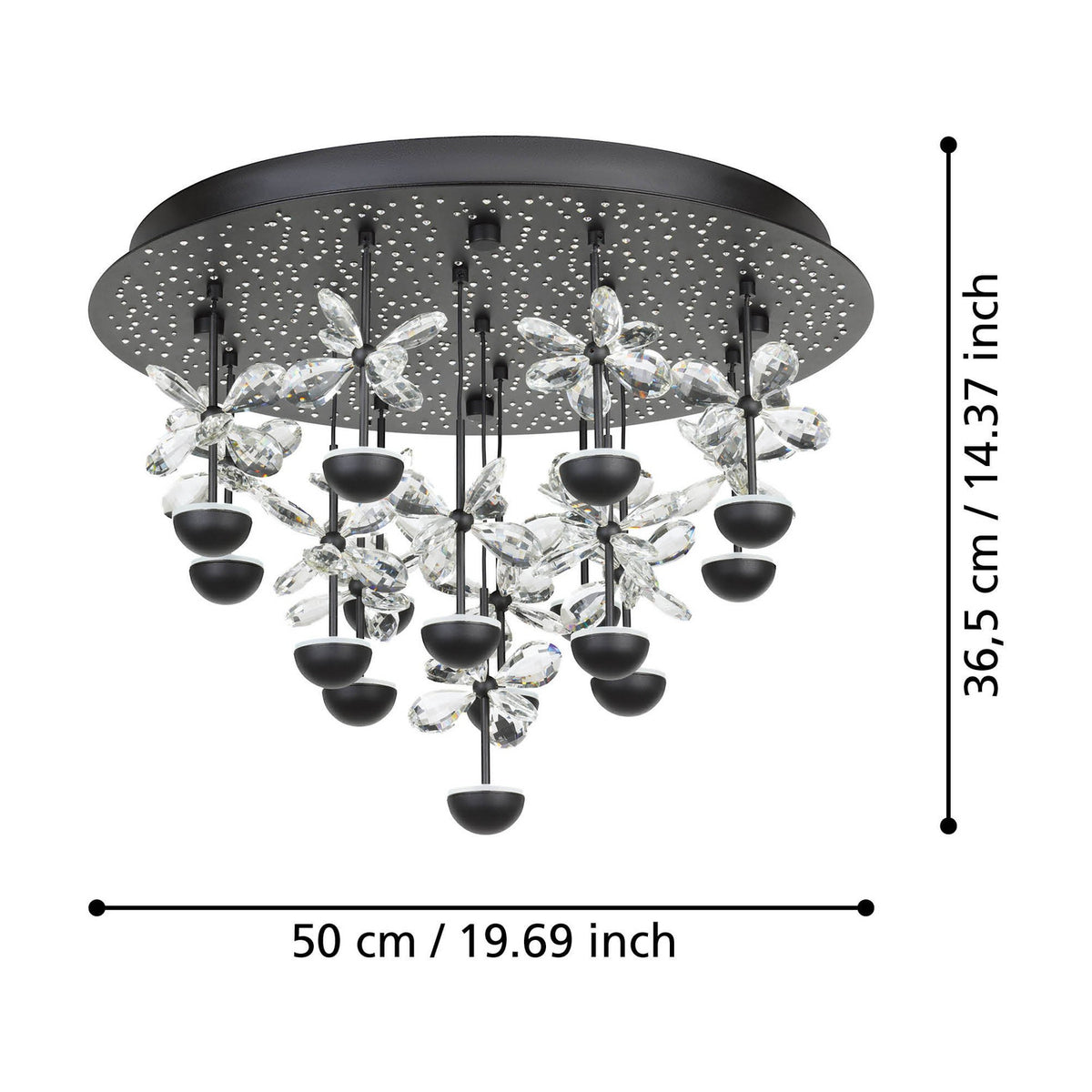 Pianopoli 2 15 Light Ceiling Light - Black