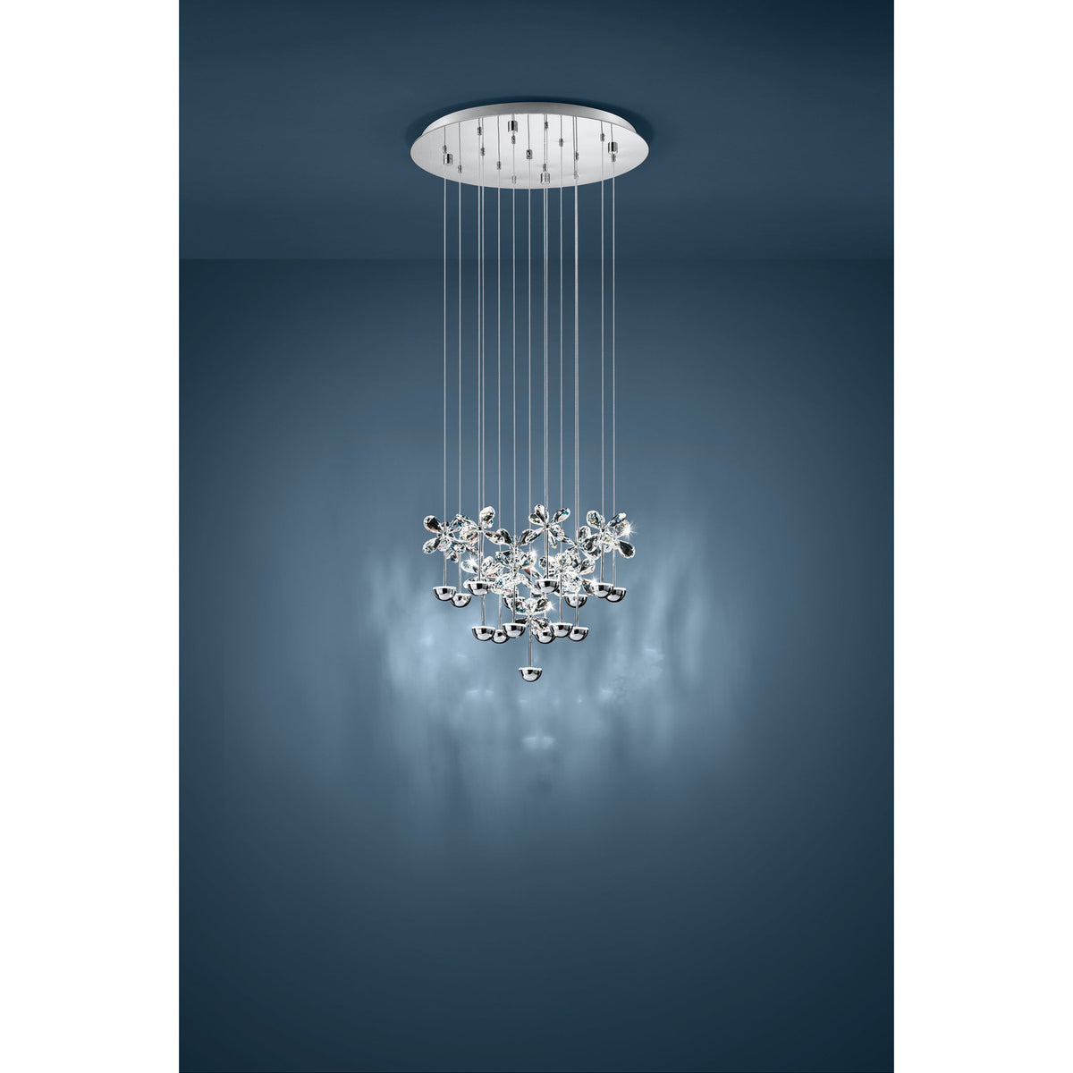 Pianopoli Clear Glass Pendant Light 50cm - Chrome