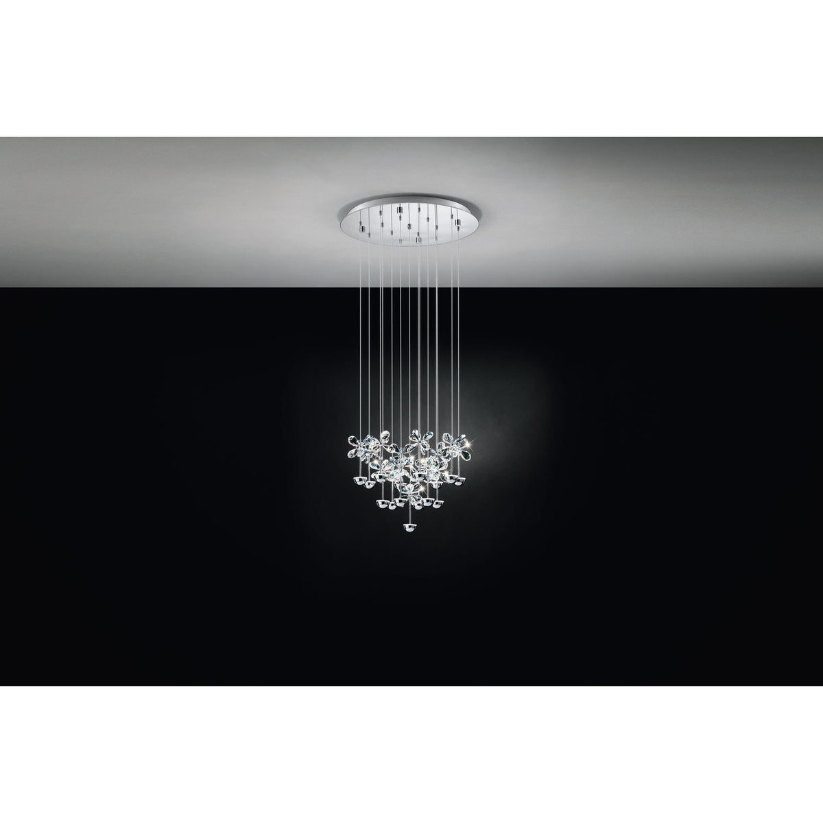 Pianopoli Clear Glass Pendant Light 50cm - Chrome