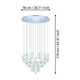 Pianopoli Clear Glass Pendant Light 78cm - Chrome