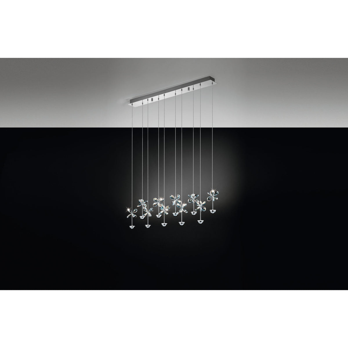 Pianopoli Clear Glass Pendant Light 87cm - Chrome