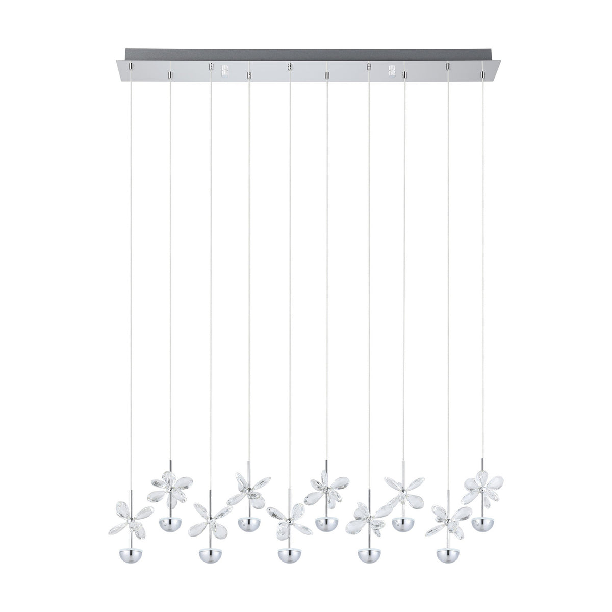 Pianopoli Clear Glass Pendant Light 87cm - Chrome
