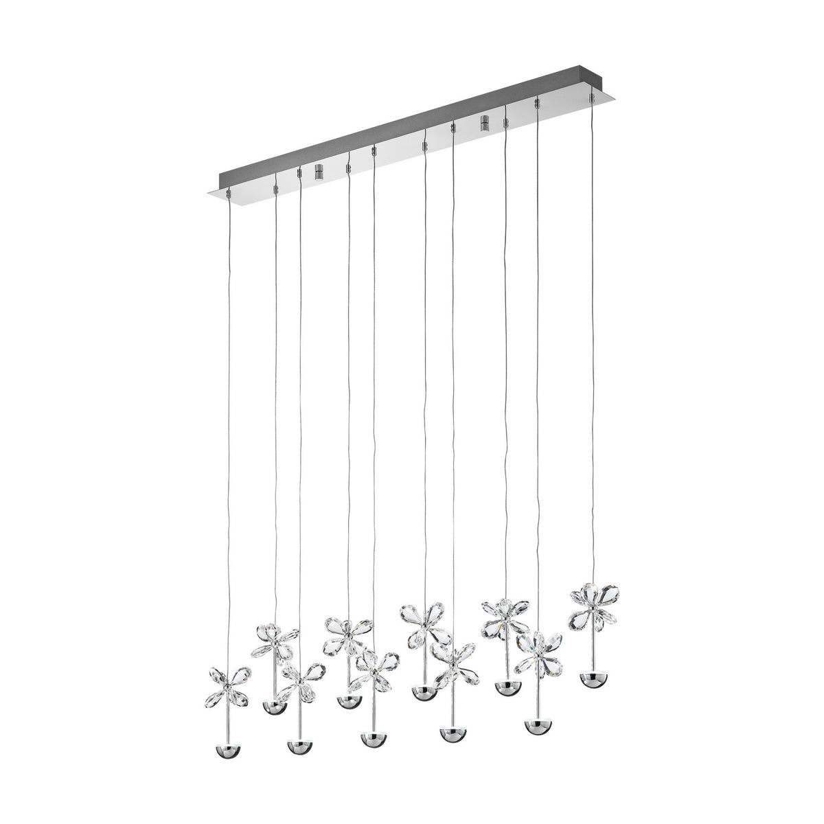 Pianopoli Clear Glass Pendant Light 87cm - Chrome