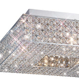 Piazza 4 Light Crystal Flush Ceiling Light - Polished Chrome