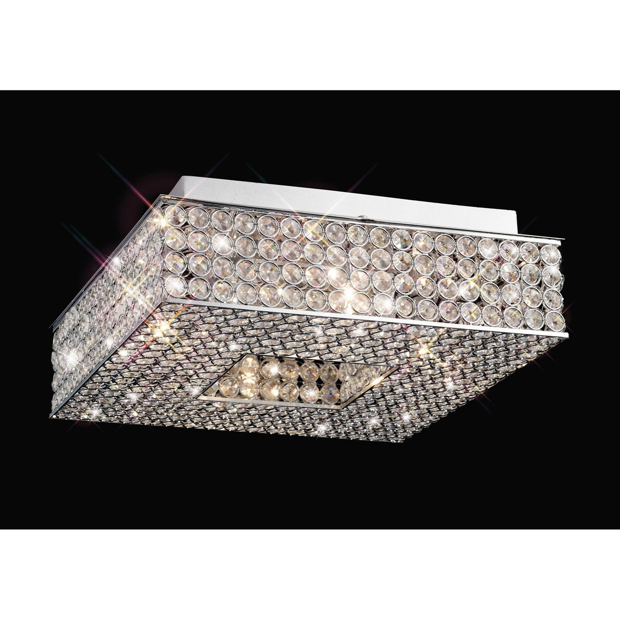 Piazza 4 Light Crystal Flush Ceiling Light - Polished Chrome