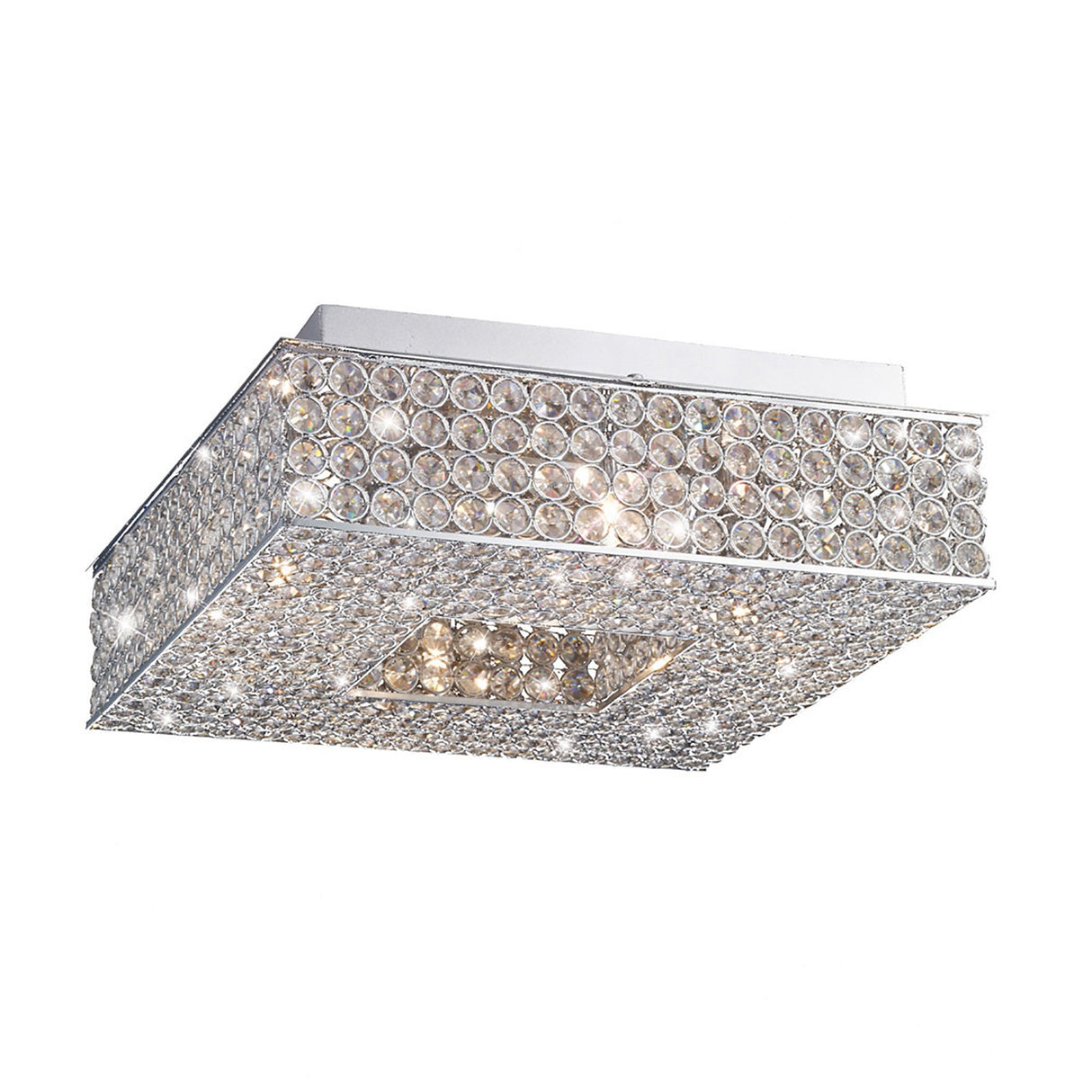 Piazza 4 Light Crystal Flush Ceiling Light - Polished Chrome
