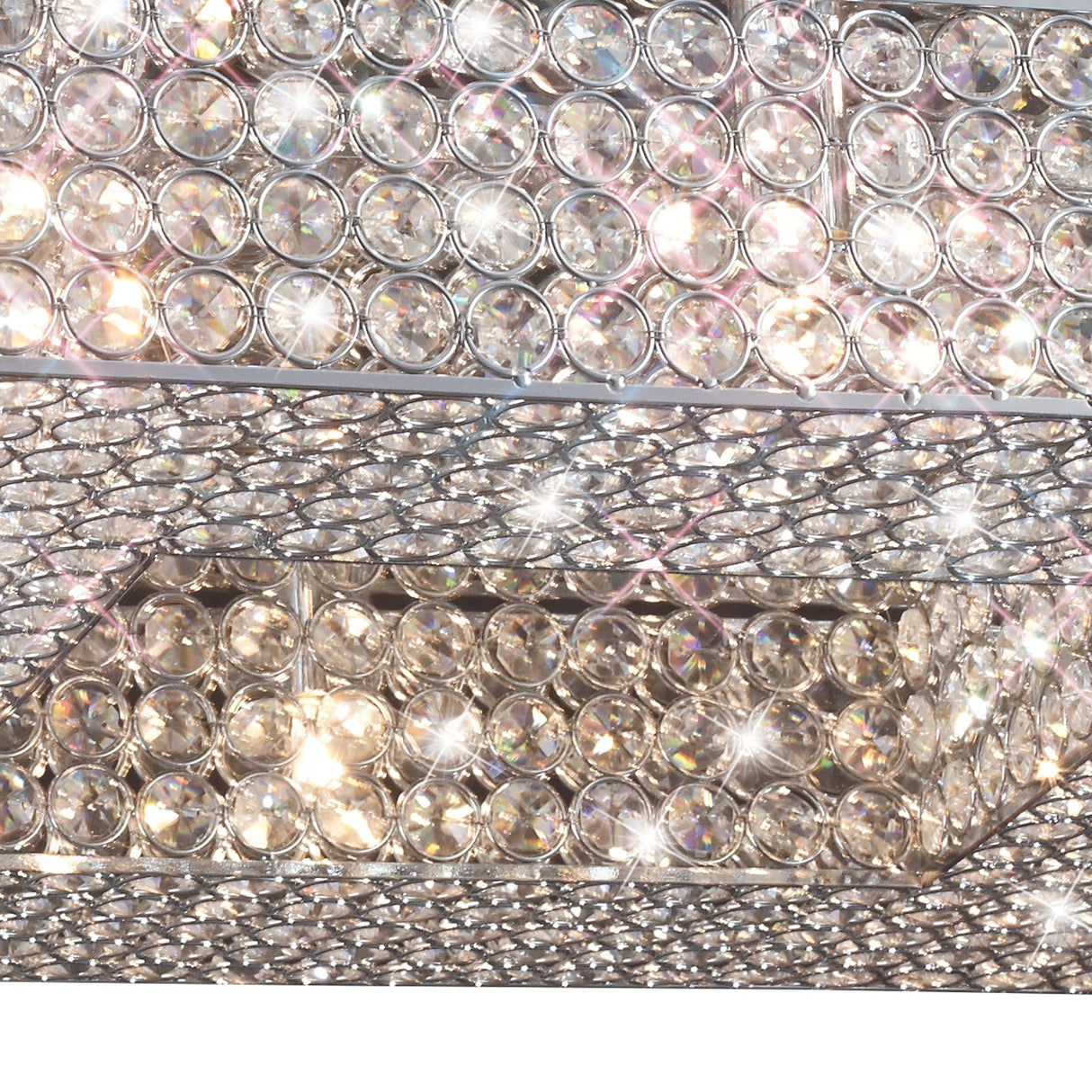 Piazza 8 Light Crystal Flush Ceiling Light - Polished Chrome