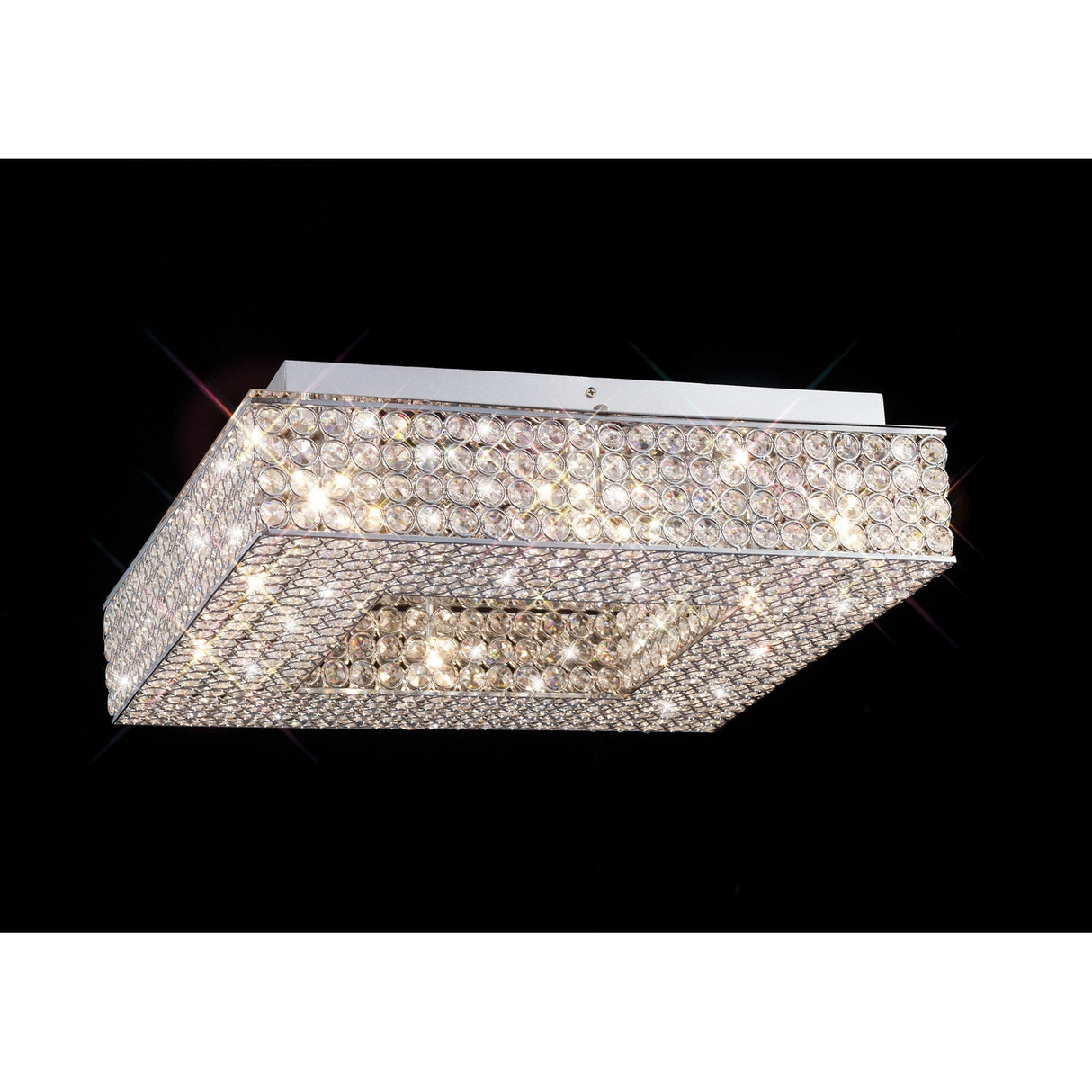 Piazza 8 Light Crystal Flush Ceiling Light - Polished Chrome