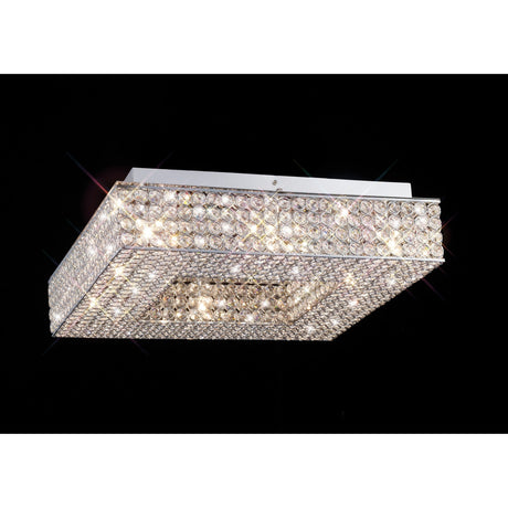 Piazza 8 Light Crystal Flush Ceiling Light - Polished Chrome