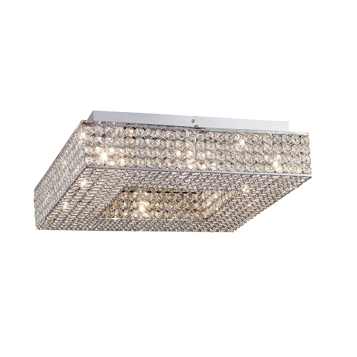 Piazza 8 Light Crystal Flush Ceiling Light - Polished Chrome