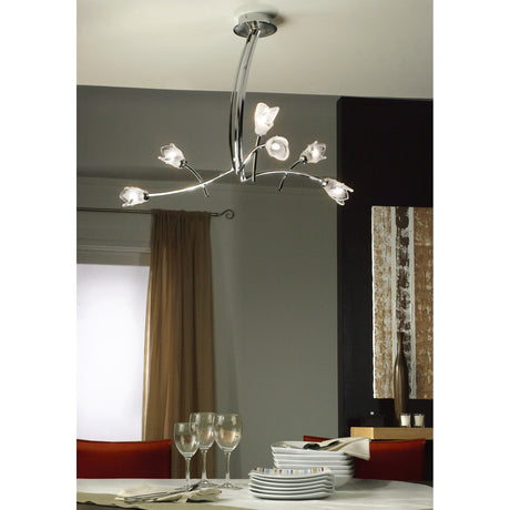 Pietra 70cm 3 Arm 6 Light Chandelier - Polished Chrome