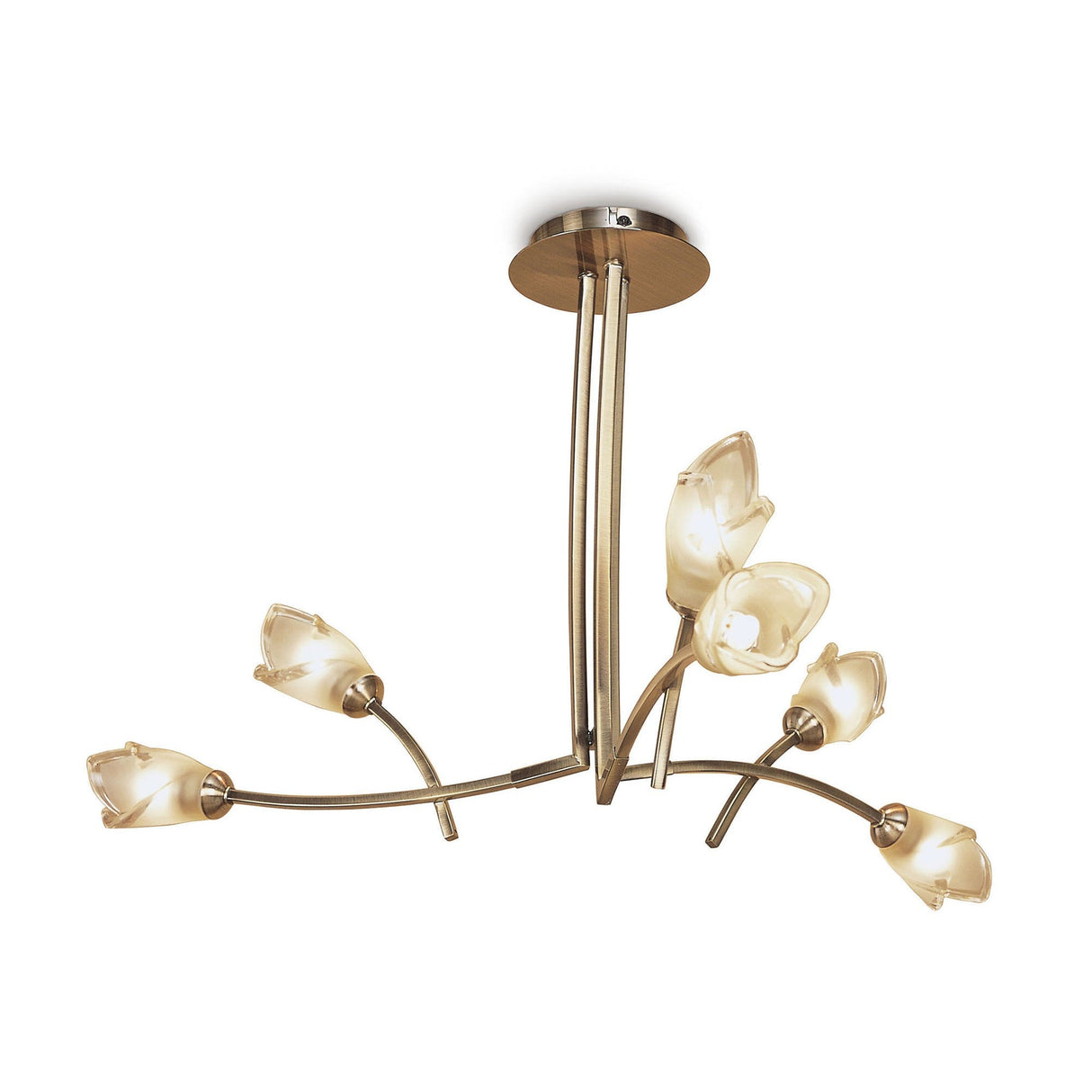 Pietra 70cm 3 Arm 6 Light Chandelier - Antique Brass