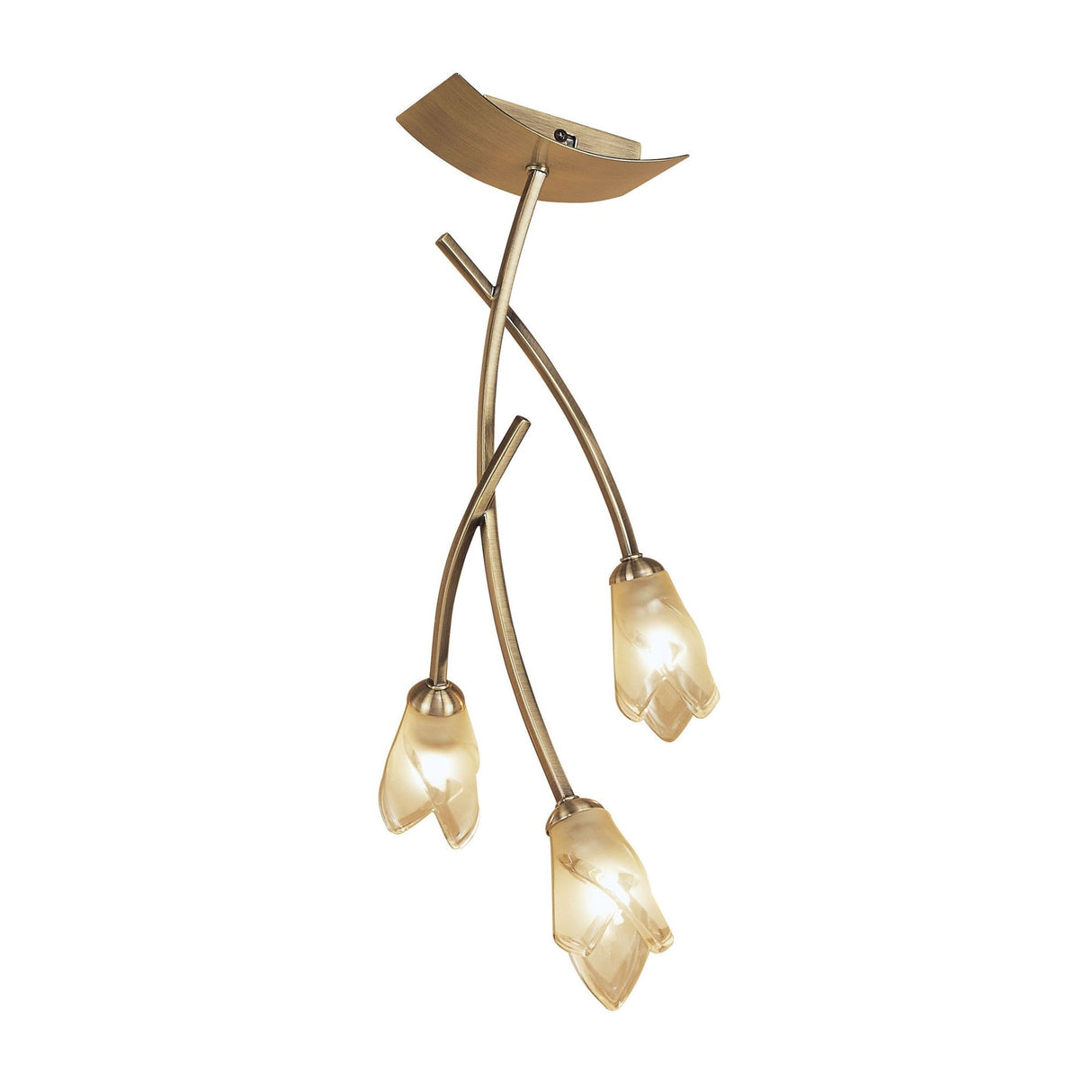 Pietra 3 Light Semi-Flush Ceiling Light – Antique Brass
