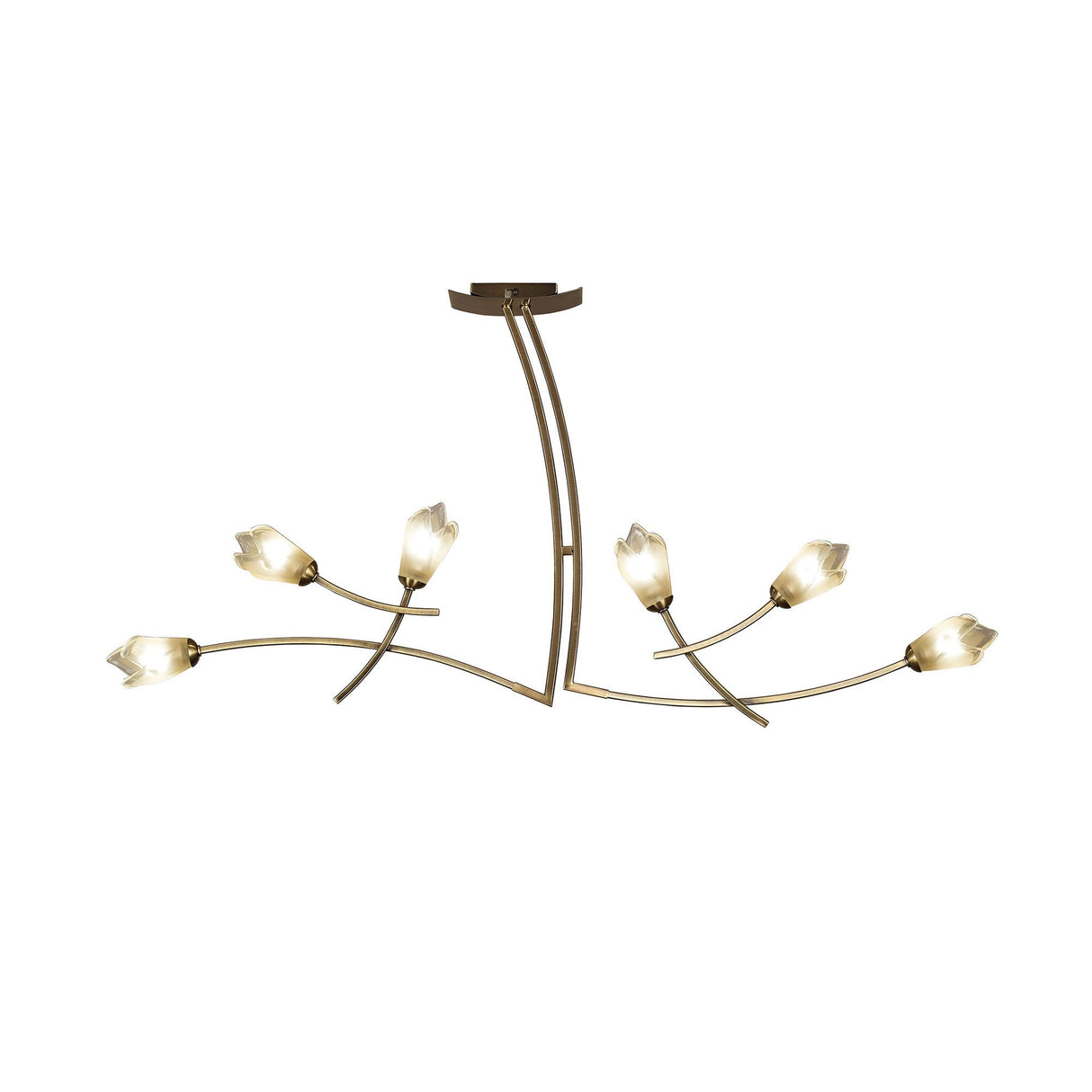 Pietra Linear 2 Arm 6 Light Chandelier - Antique Brass