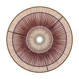 Pignona Ceiling Light in black, viewed from below showing tiered woven textile shades in orange, red, and cream around a central bulb, on a plain white background.