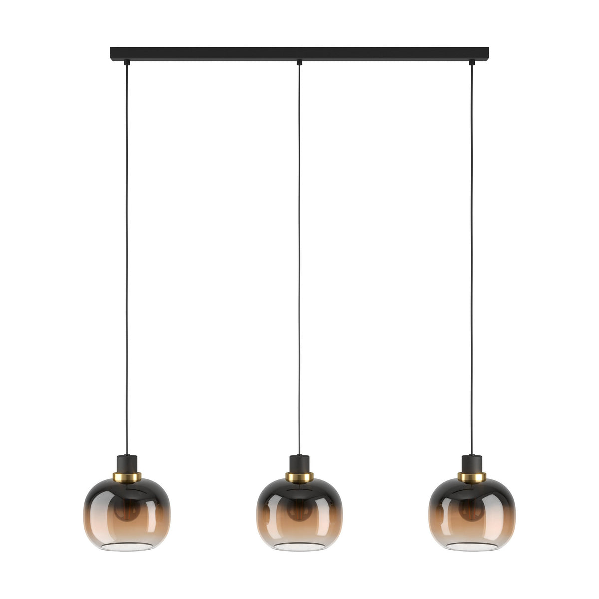Pilmine Glass Linear Pendant Light - Black & Brass