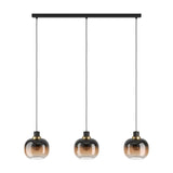 Pilmine Glass Linear Pendant Light - Black & Brass