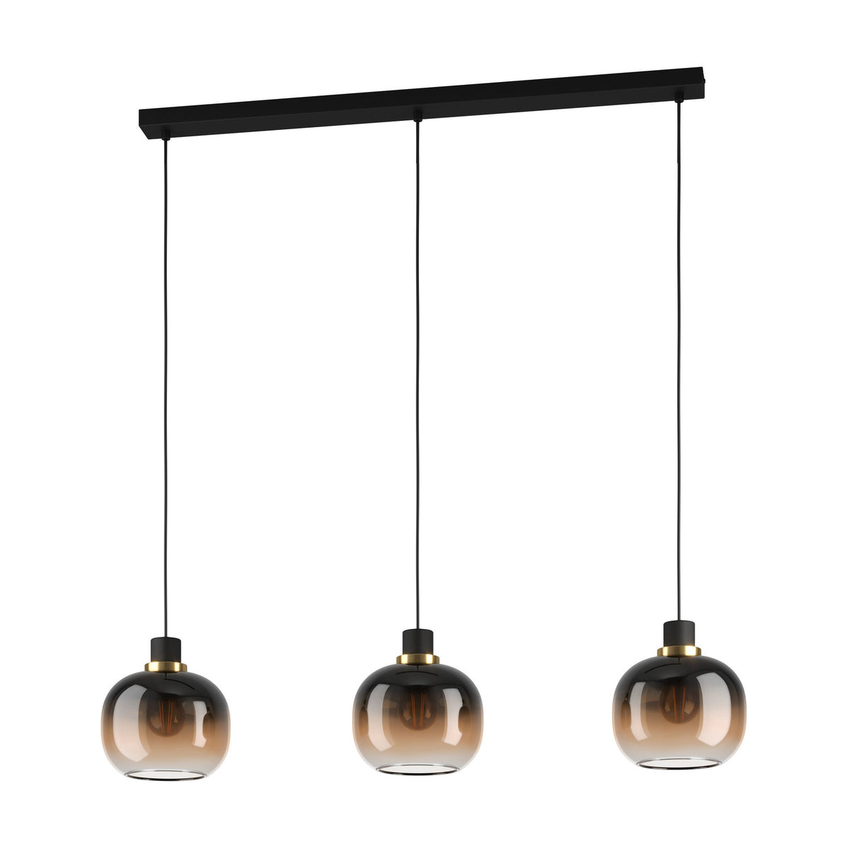 Pilmine Glass Linear Pendant Light - Black & Brass