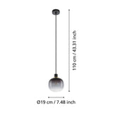 Pilmine Smoked Glass Pendant Light - Black & Brass