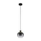 Pilmine Smoked Glass Pendant Light - Black & Brass