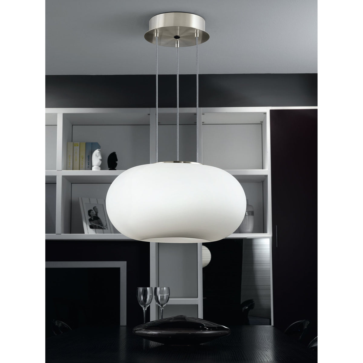 Pismarne Glass 2 Light Pendant 28cm - Satin Nickel