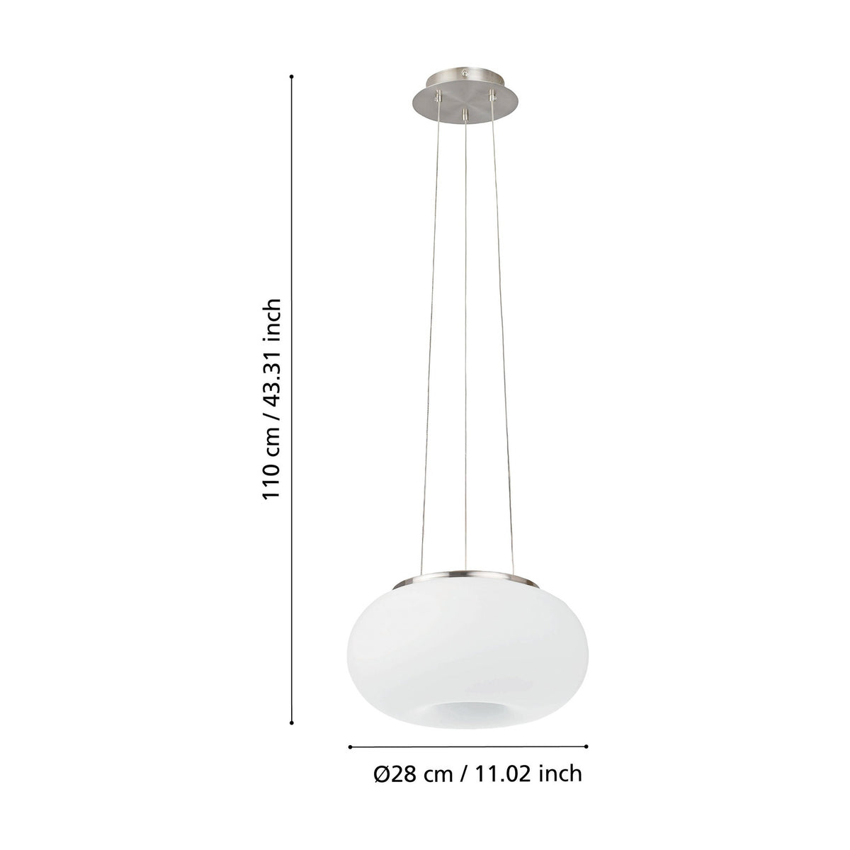 Pismarne Glass 2 Light Pendant 28cm - Satin Nickel