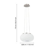 Pismarne Glass 2 Light Pendant 28cm - Satin Nickel