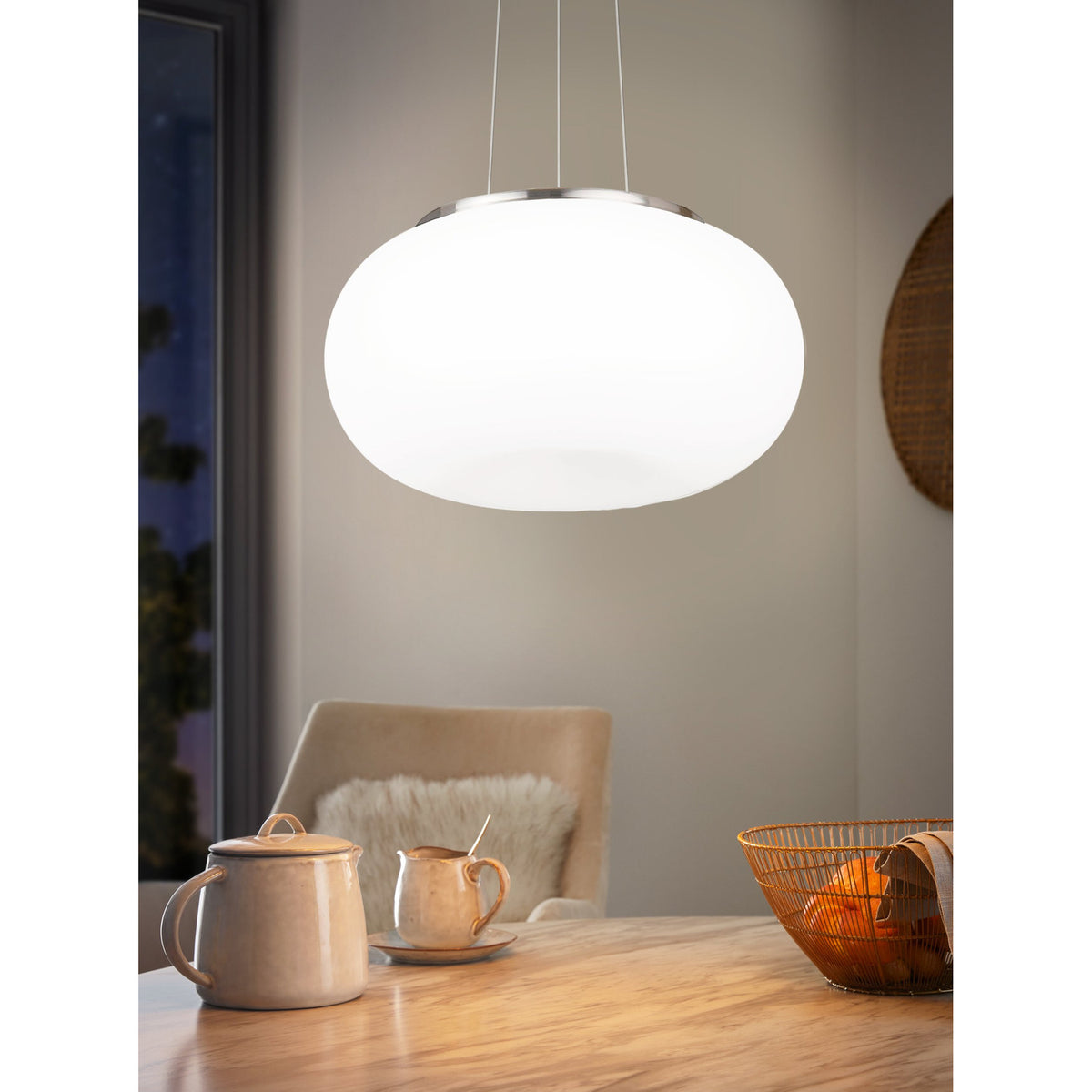 Pismarne Glass 2 Light Pendant 44.5cm - Satin Nickel