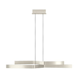 Playitas Pendant Light in satin nickel, featuring two angled steel and aluminium bars suspended on fine wires from a slim rectangular ceiling plate, shown on a plain white background.