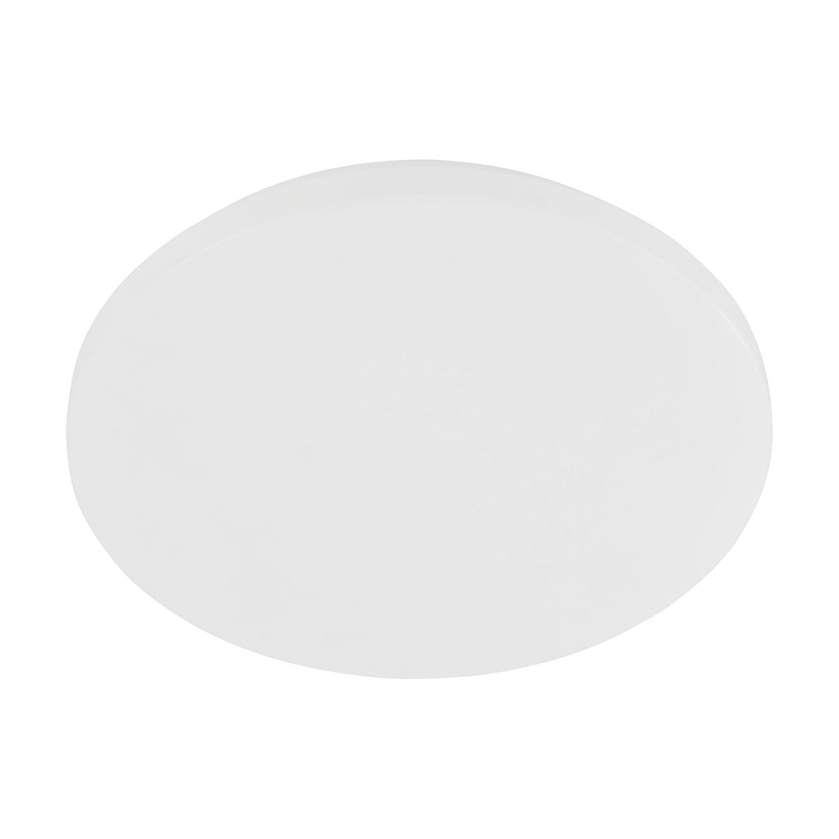 Pogliola-E round LED flush ceiling light in white, 31cm steel body with a plastic shade forming a smooth low-profile disc, shown on a plain white background.