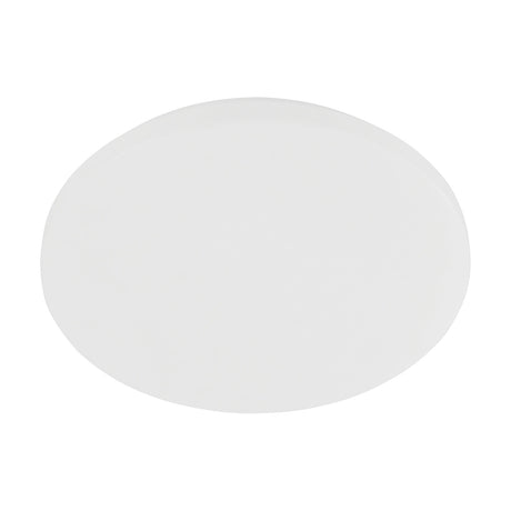 Pogliola-E round LED flush ceiling light in white, 31cm steel body with a plastic shade forming a smooth low-profile disc, shown on a plain white background.