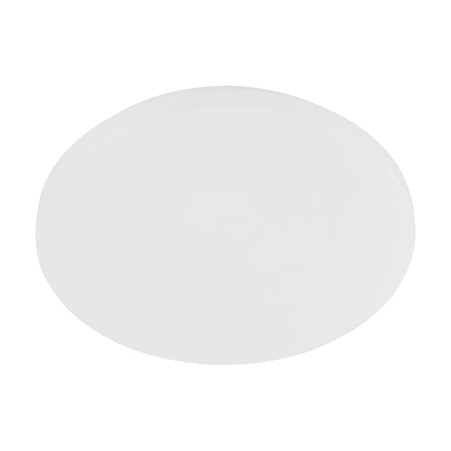 Pogliola-E round LED flush ceiling light in white, 31cm steel body with a plastic shade forming a smooth low-profile disc, shown on a plain white background.